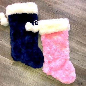 His and hers / pink and blue fluffy stockings/ soft and fluffy Christmas